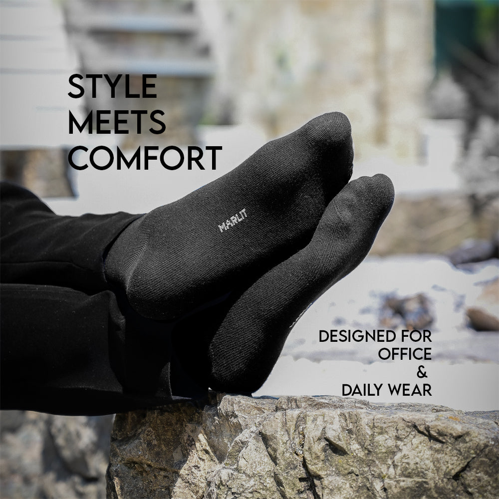 MEN | FORMAL ANKLE LENGTH SOCKS (PACK OF 4, BLACK, FREE SIZE)