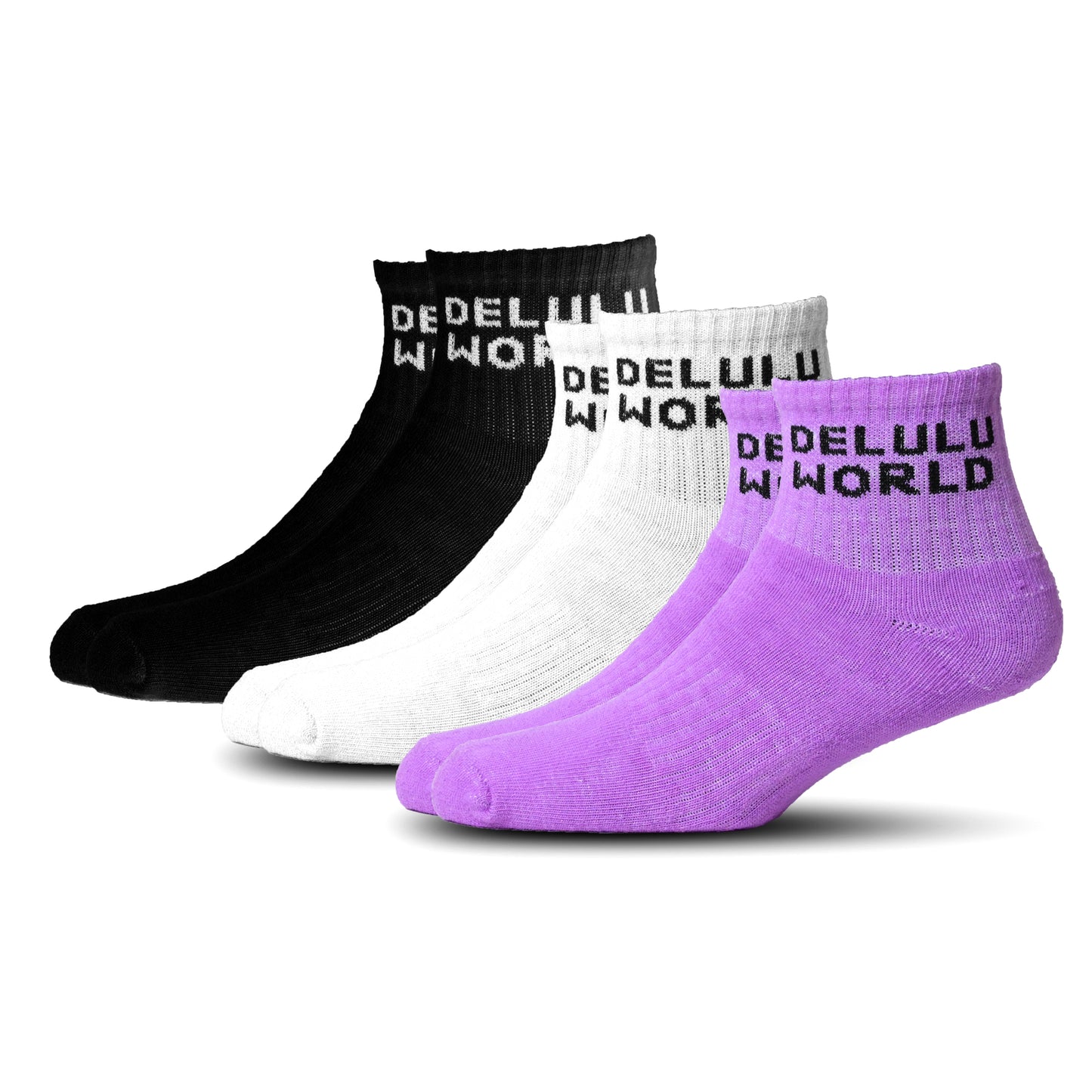 DELULU WORLD (PACK OF 3) | ANKLE SOCKS