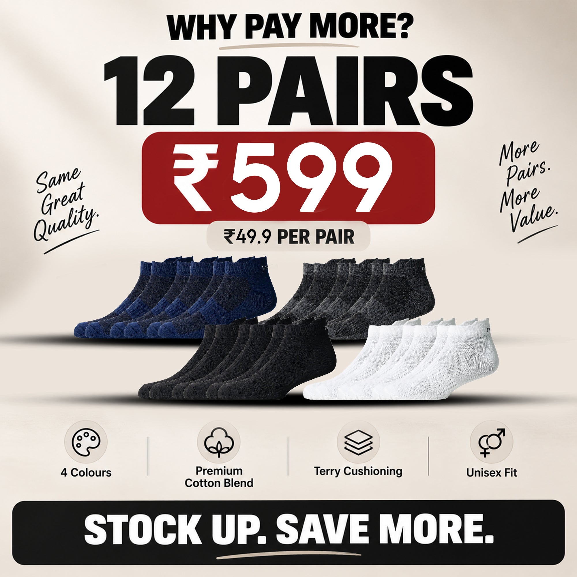 Active Everyday Socks ( Pack of 12 pairs )