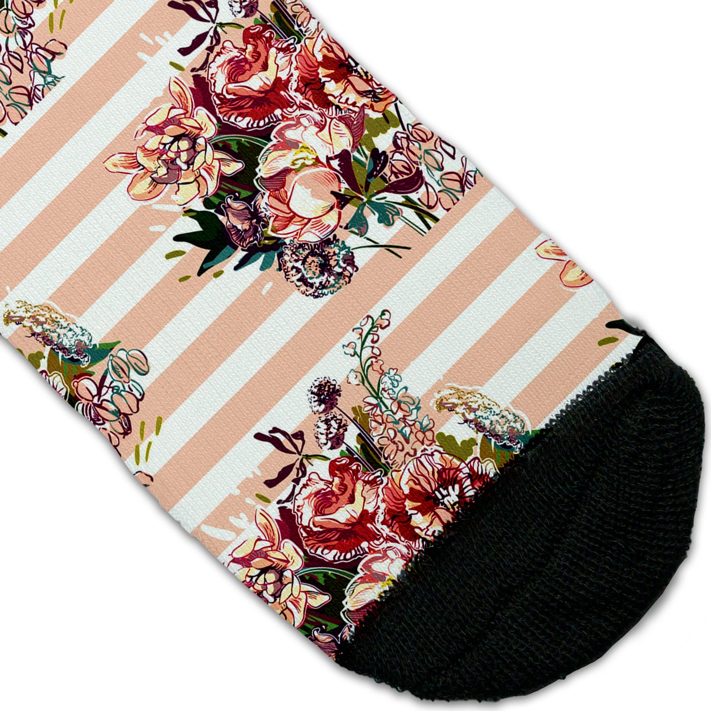 Pink Striped Flowers Socks